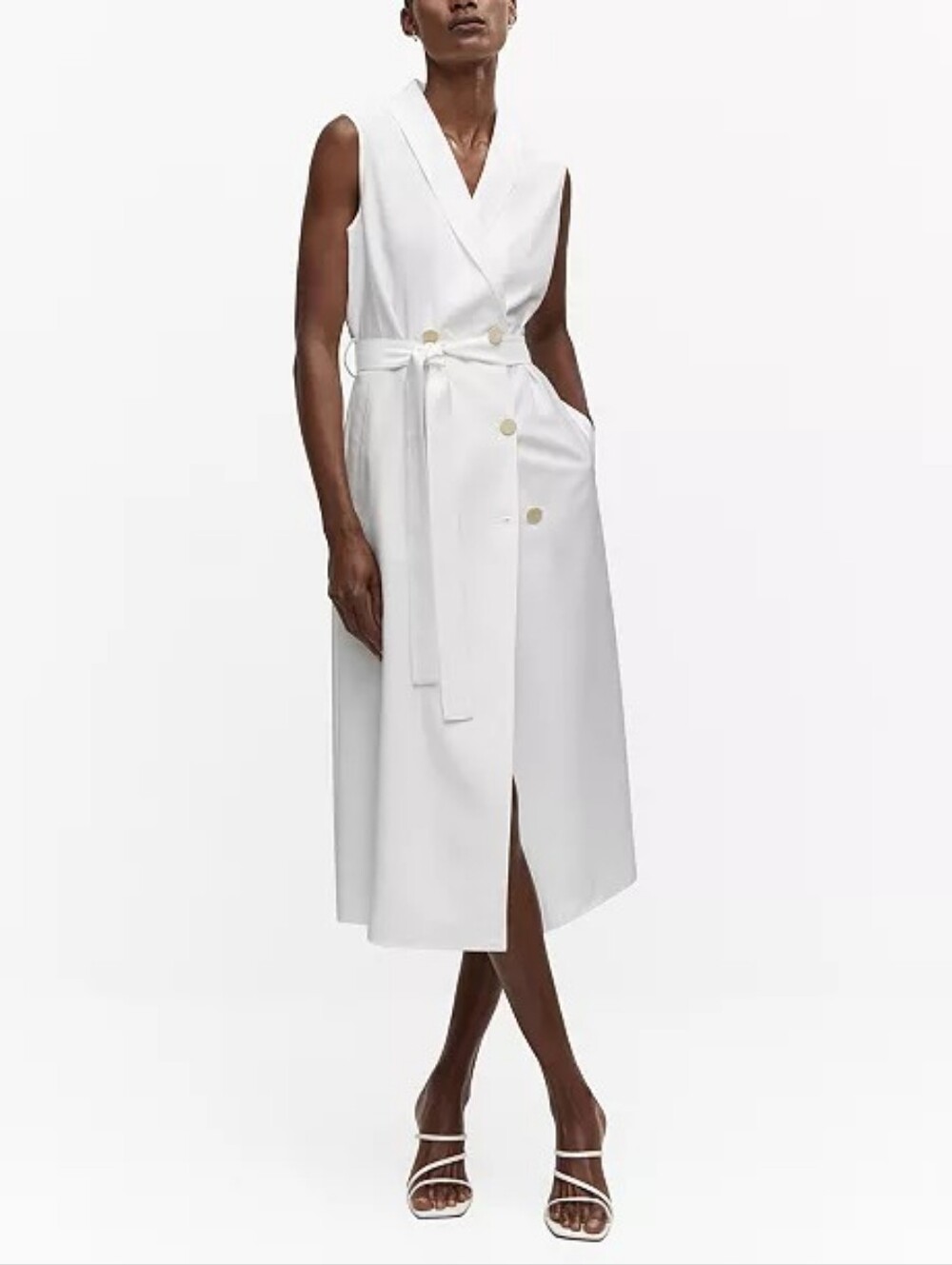 💘🌴🥥 NWT Mango Chic Double-Breasted Midi Blazer Dress with Tie Belt S - Picture 11 of 11